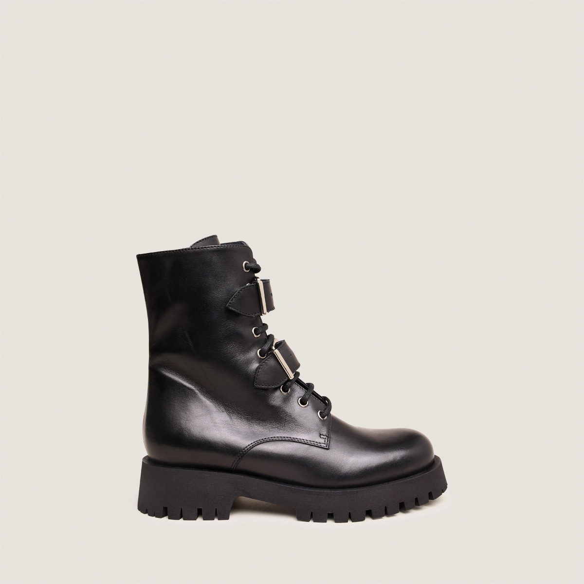 Boots à boucles métalliques en cuir noir | DALAY | Jonak