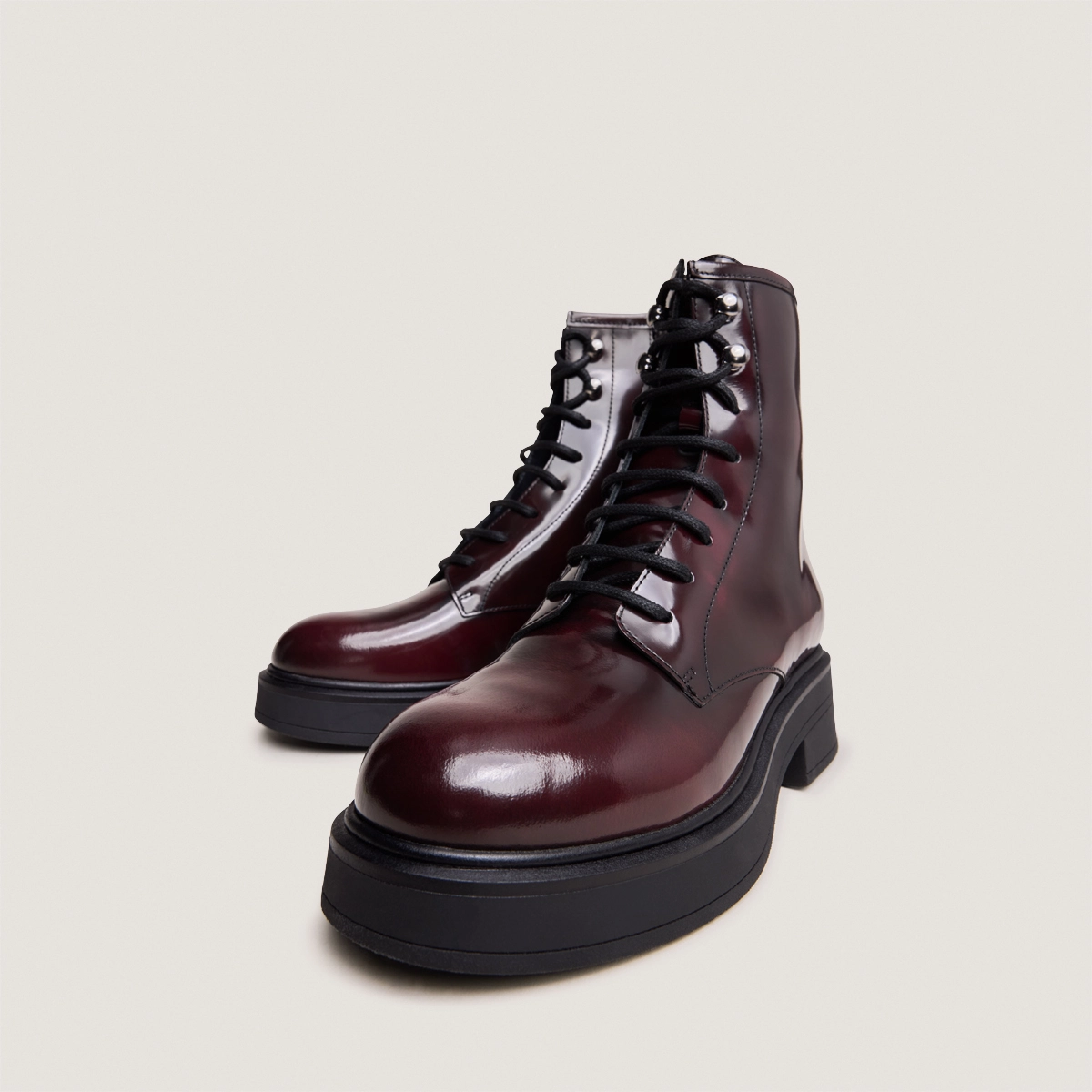 Boots à lacets en cuir patiné bordeaux | DOSCAR | Jonak