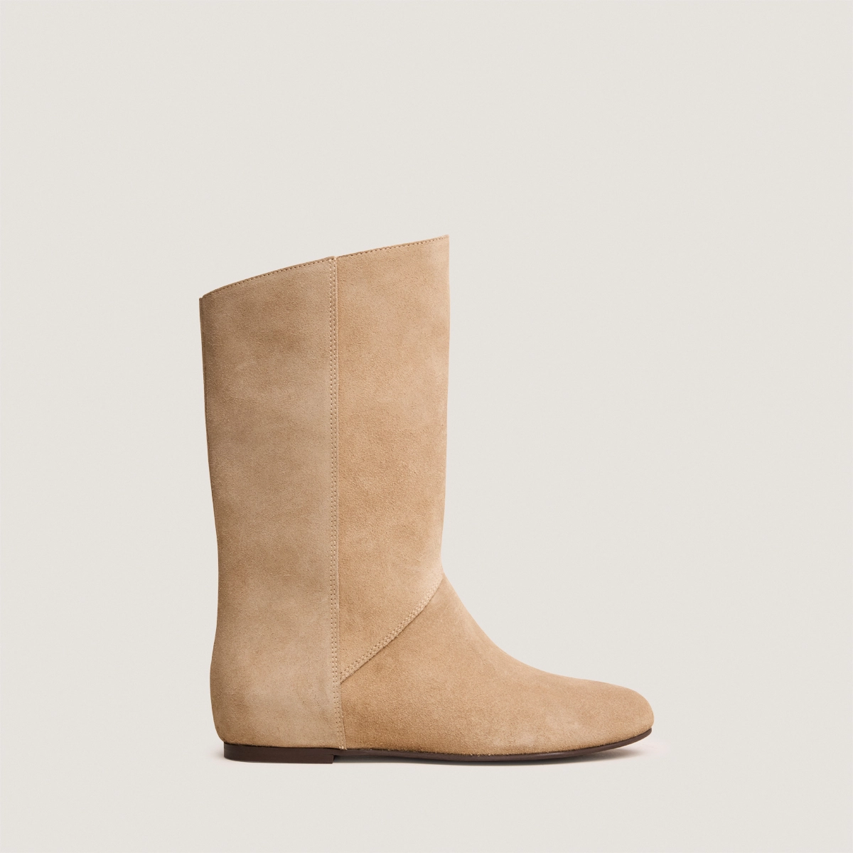 Boots hautes à bouts ronds en croûte taupe | DEMIURGE | Jonak