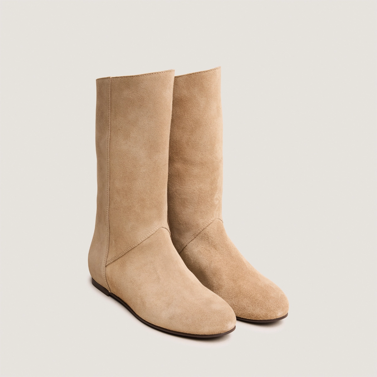 Boots hautes à bouts ronds en croûte taupe | DEMIURGE | Jonak