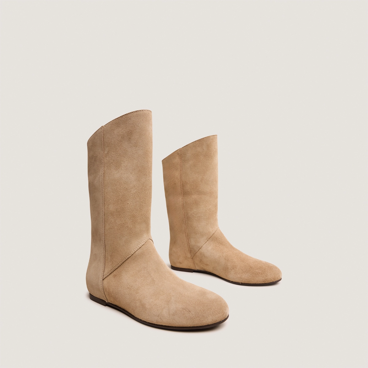 Boots hautes à bouts ronds en croûte taupe | DEMIURGE | Jonak