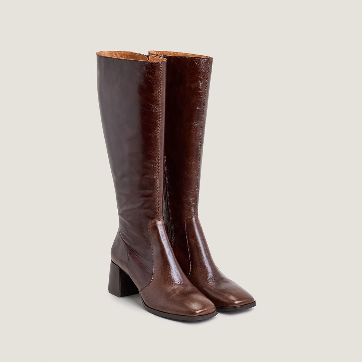 Bottes à bouts carrés en cuir vieilli marron | ARGENTINE | Jonak