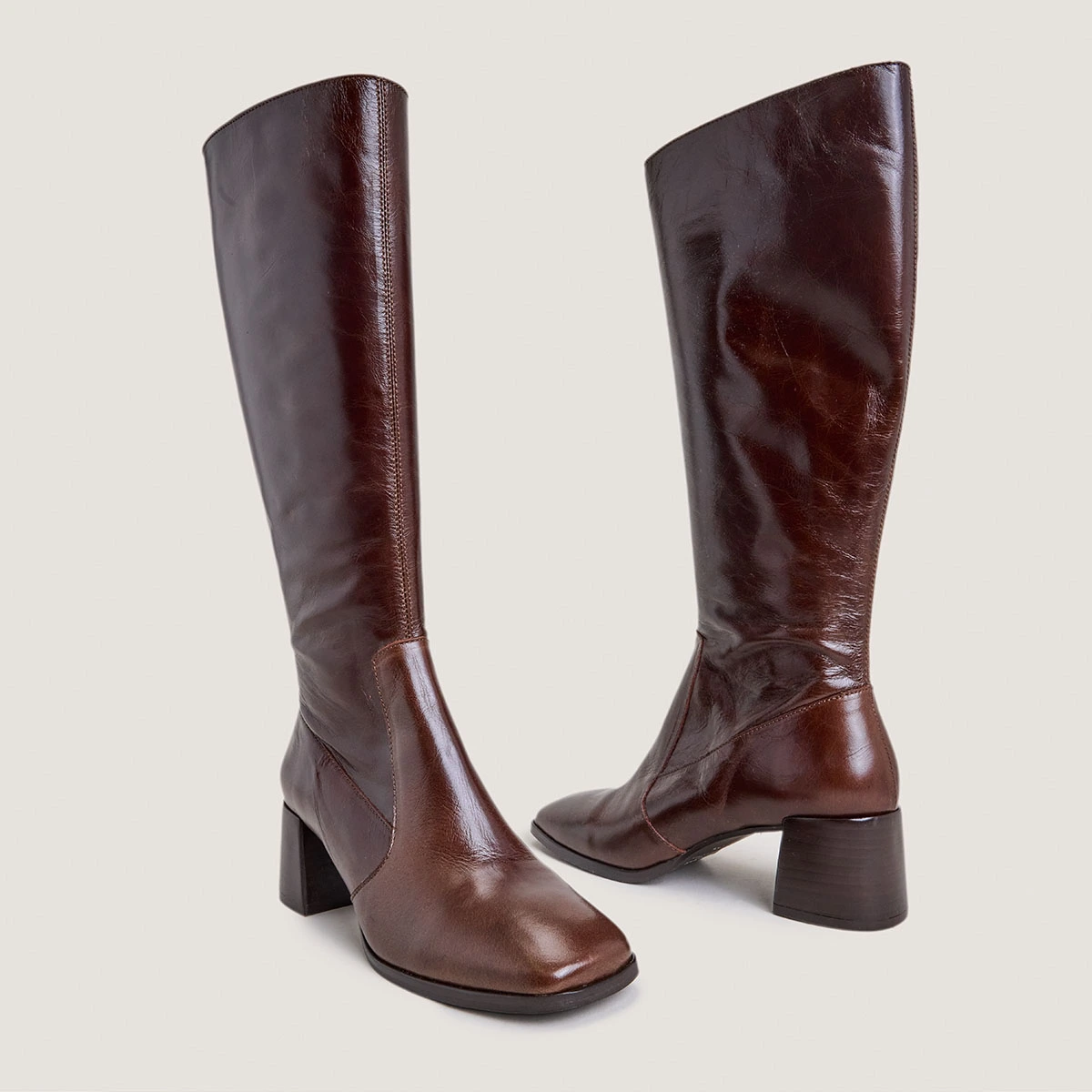 Bottes à bouts carrés en cuir vieilli marron | ARGENTINE | Jonak