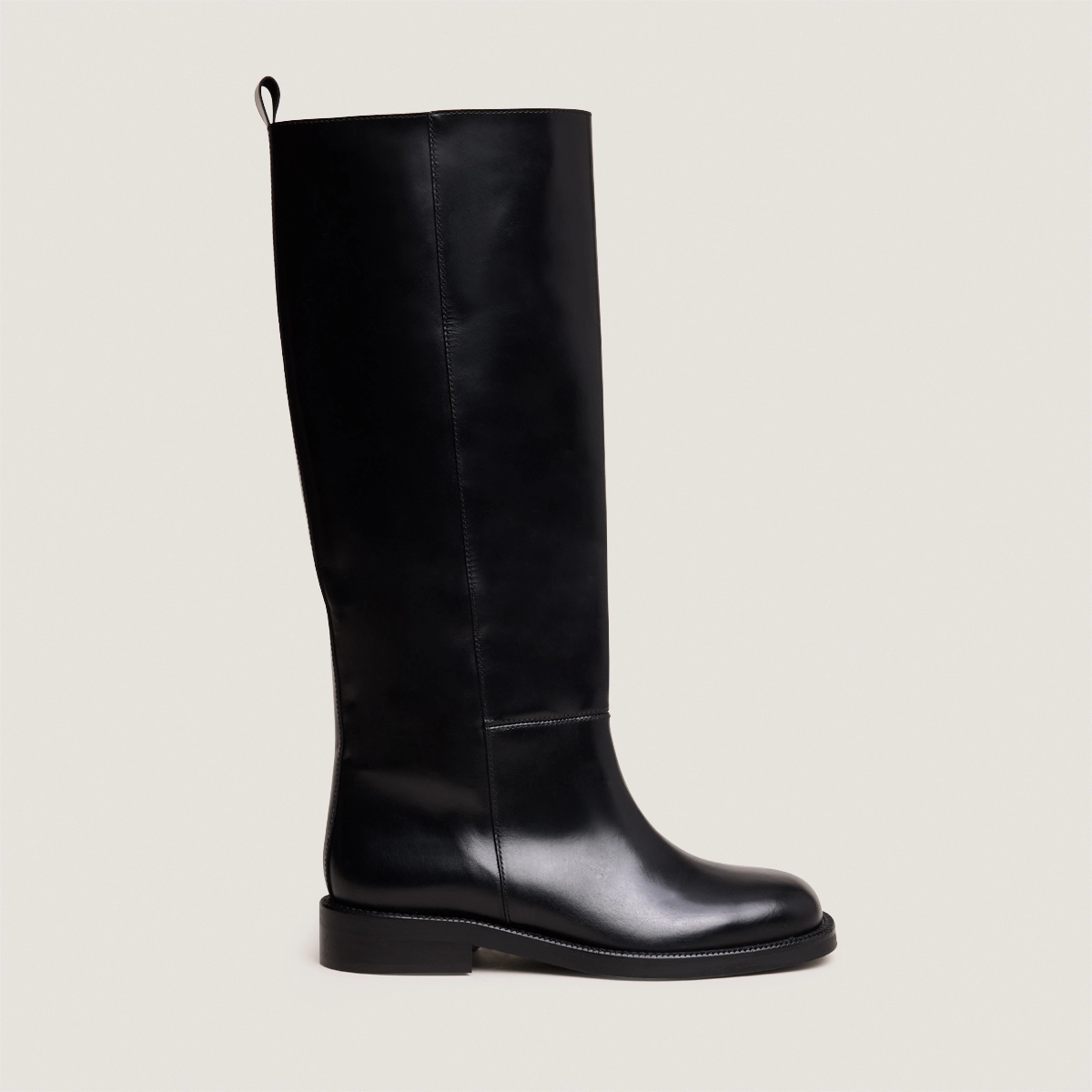 Bottes hautes à bouts carrés en cuir noir | DAMEL | Jonak