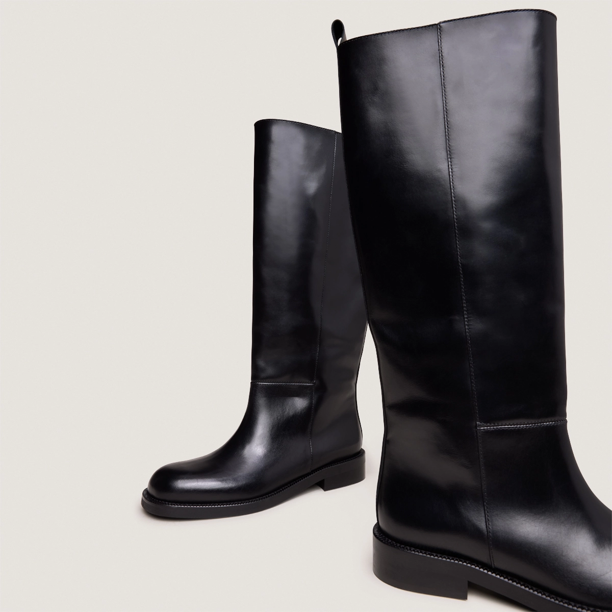 Bottes hautes à bouts carrés en cuir noir | DAMEL | Jonak
