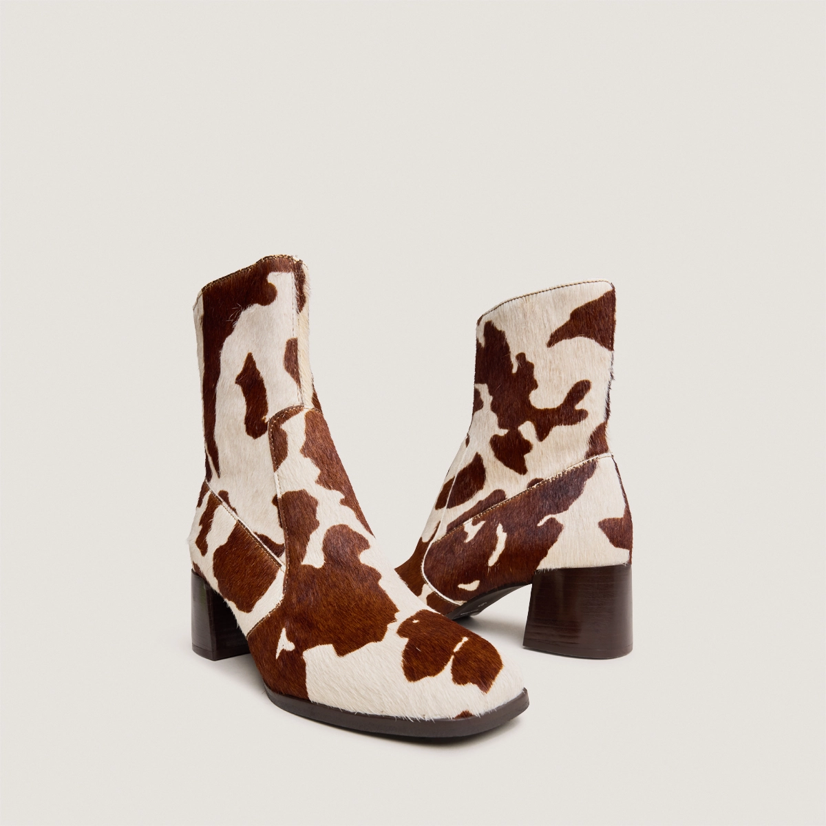 Bottines à bouts ovales en poulain vache marron | ARGENTAT | Jonak