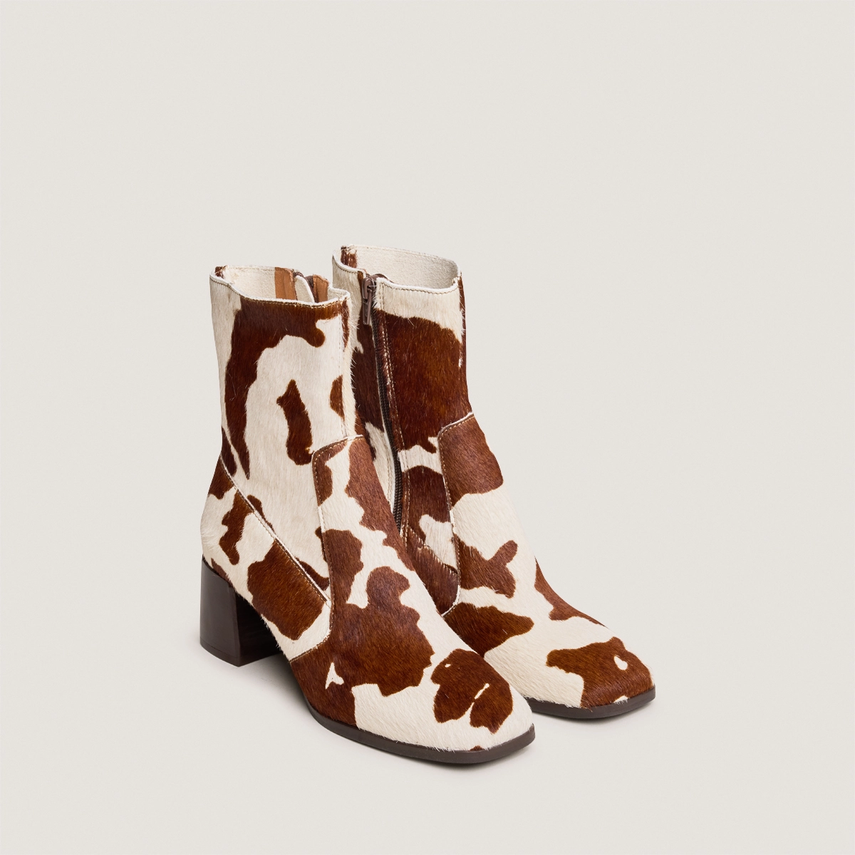 Bottines à bouts ovales en poulain vache marron | ARGENTAT | Jonak