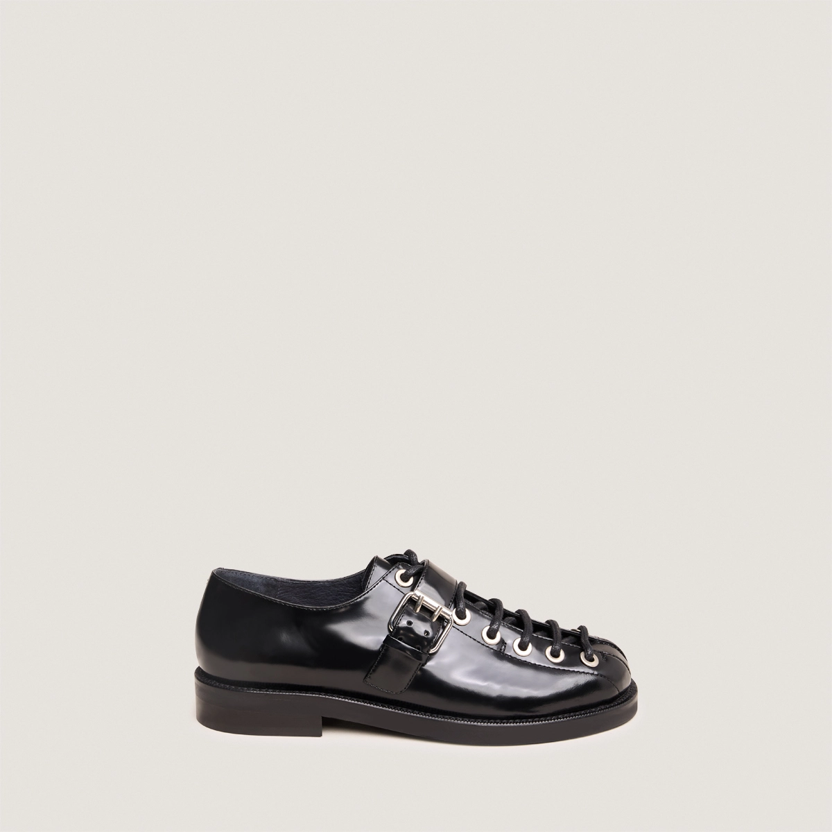 Derbies &agrave; boucles en cuir glac&eacute; noir | DALIX | Jonak