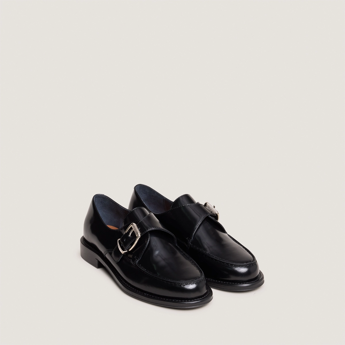 Mocassins à boucles en cuir glacé noir | DIXA | Jonak