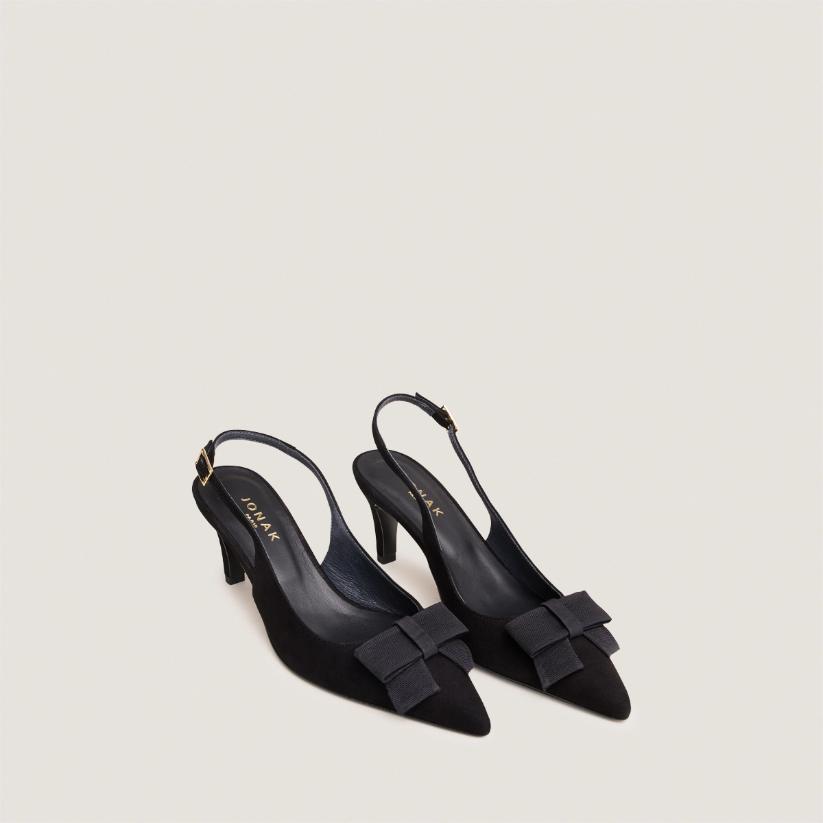 Escarpins slingbacks à détail avant en velours noir | DAMELIE | Jonak
