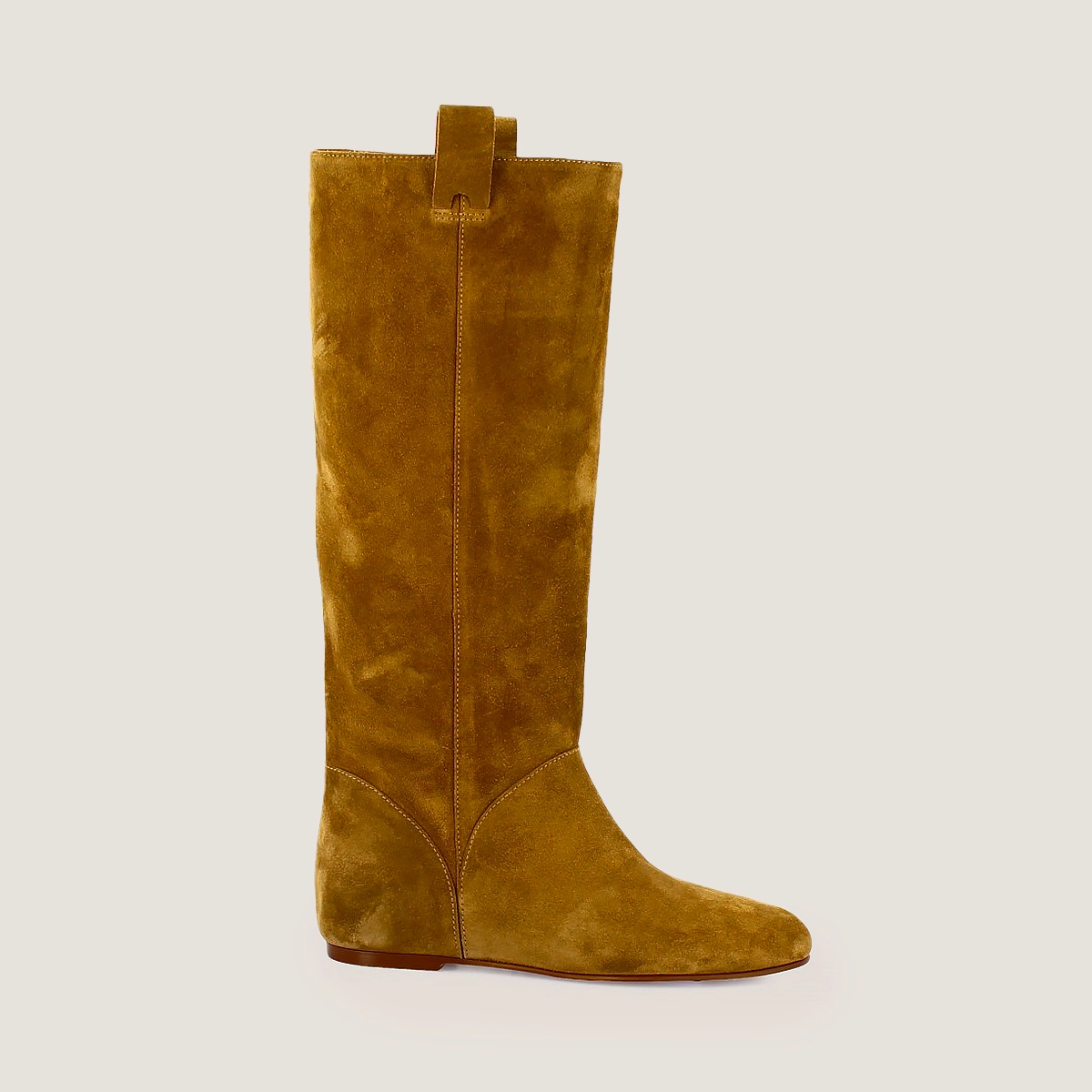 Bottes hautes &agrave; bouts ronds en croute tabac | DECIBEL | Jonak