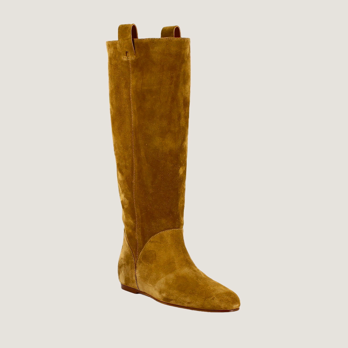 Bottes hautes &agrave; bouts ronds en croute tabac | DECIBEL | Jonak