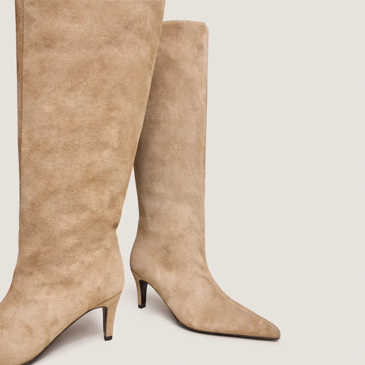 Bottes à talons et bouts pointus en croûte taupe | DELAINE | Jonak
