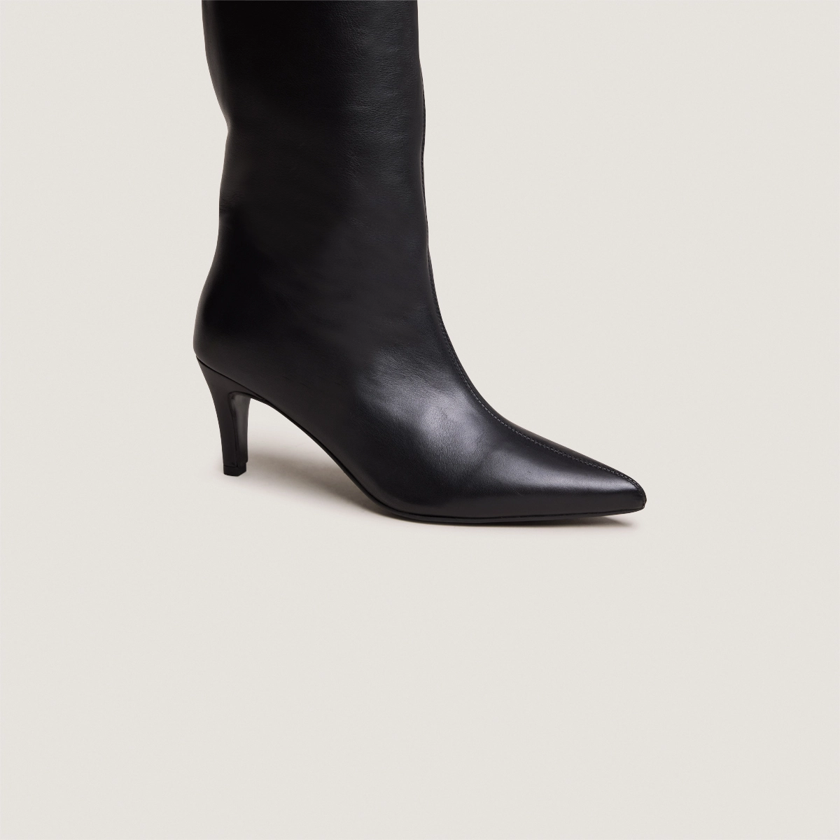 Bottes à talons et bouts pointus en cuir souple noir | DELAINE | Jonak