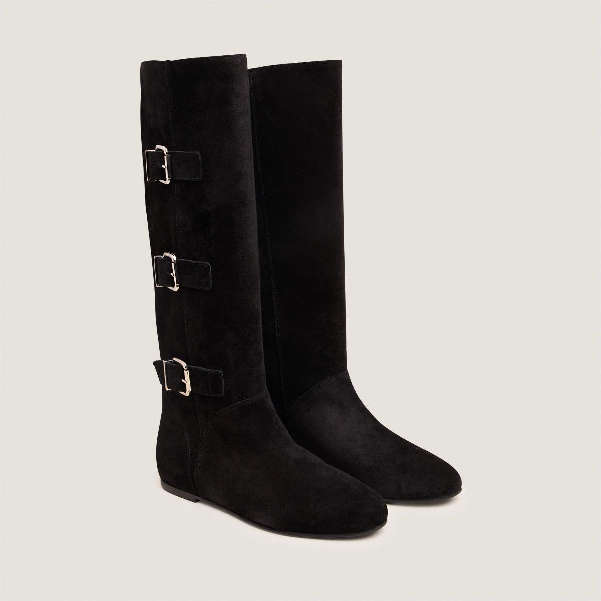 Bottes hautes &agrave; sangles en croute noire | DEUZIO | Jonak