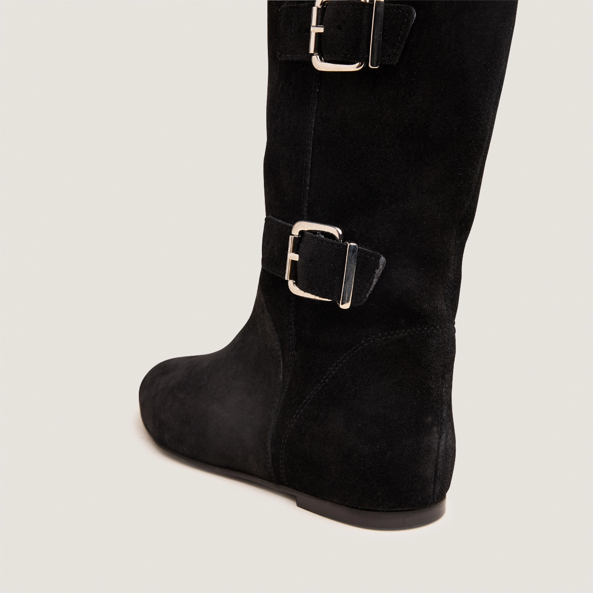 Bottes hautes &agrave; sangles en croute noire | DEUZIO | Jonak