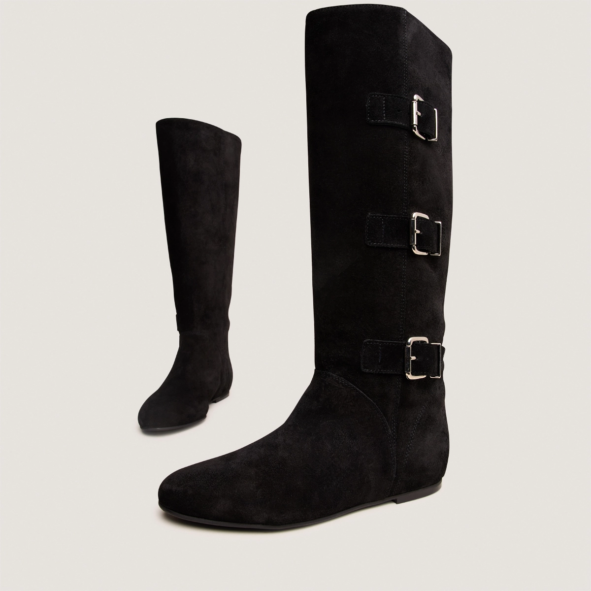 Bottes hautes &agrave; sangles en croute noire | DEUZIO | Jonak