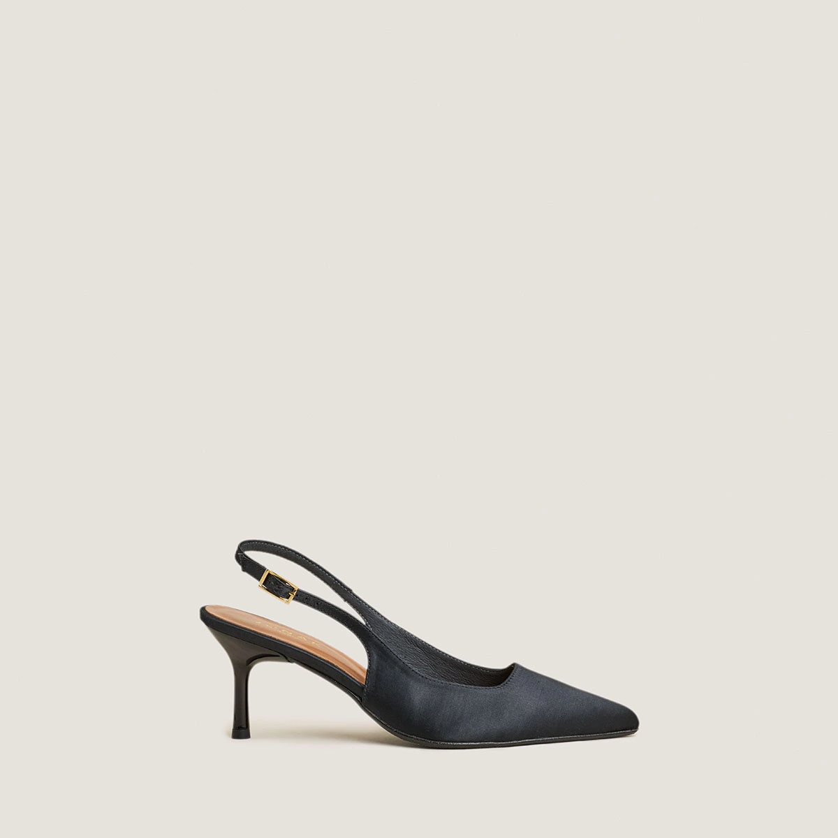 Escarpins slingbacks en satin noir | DIAMANTUS | Jonak