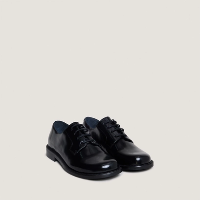 Derbies à bouts ronds en cuir glacé noir | DEMMA | Jonak