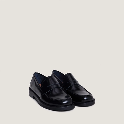 Mocassins &agrave; bouts ronds en cuir glac&eacute; noir | DOLIVIA | Jonak