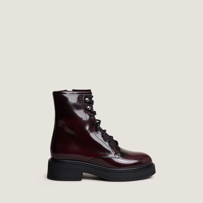Boots &agrave; lacets en cuir patin&eacute; bordeaux | DOSCAR | Jonak