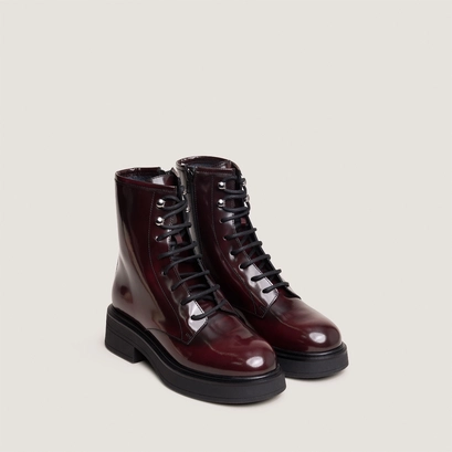 Boots &agrave; lacets en cuir patin&eacute; bordeaux | DOSCAR | Jonak