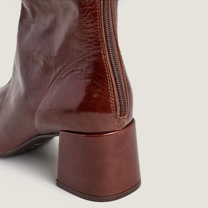 Bottes &agrave; bouts carr&eacute;s en cuir vieilli marron | ARGENTINE | Jonak