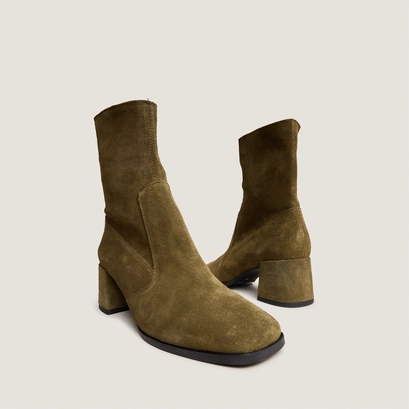 Bottines à bouts ovales en croûte kaki | ARGENTAT | Jonak