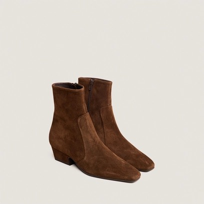 Bottines à bouts pointus en croûte marron | DOMAINE | Jonak