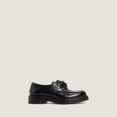 Mocassins &agrave; bouts arrondis en cuir noir | DAVRIL | Jonak