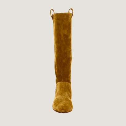 Bottes hautes &agrave; bouts ronds en croute tabac | DECIBEL | Jonak
