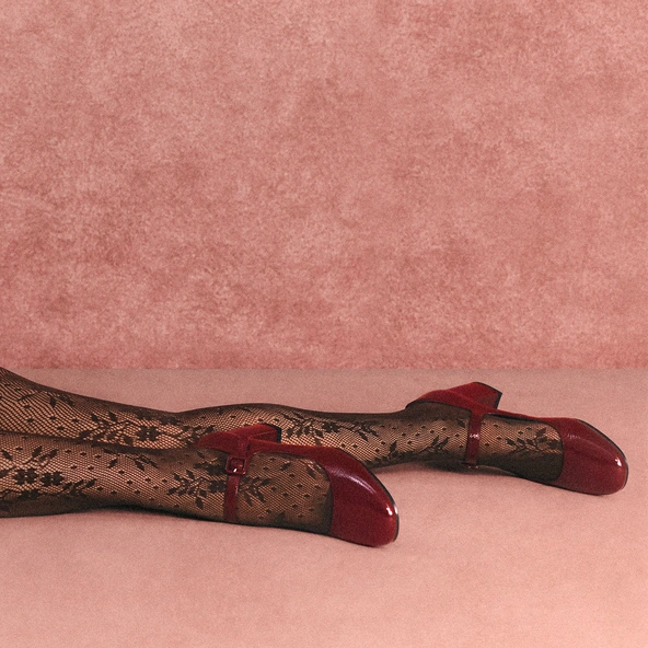 Babies à talons en vernis plissé bordeaux | DITTUS | Jonak