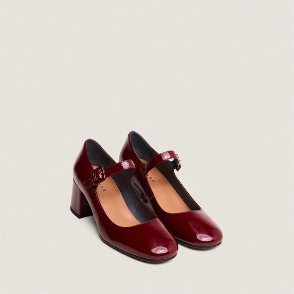Babies à talons en vernis plissé bordeaux | DITTUS | Jonak