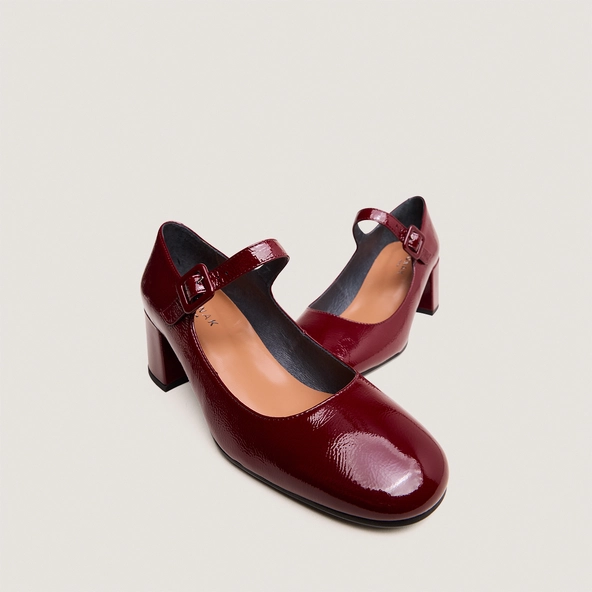 Babies à talons en vernis plissé bordeaux | DITTUS | Jonak