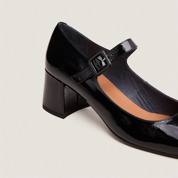 Babies à talons en vernis plissé noir | DITTUS | Jonak