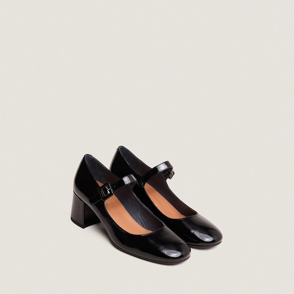 Babies à talons en vernis plissé noir | DITTUS | Jonak