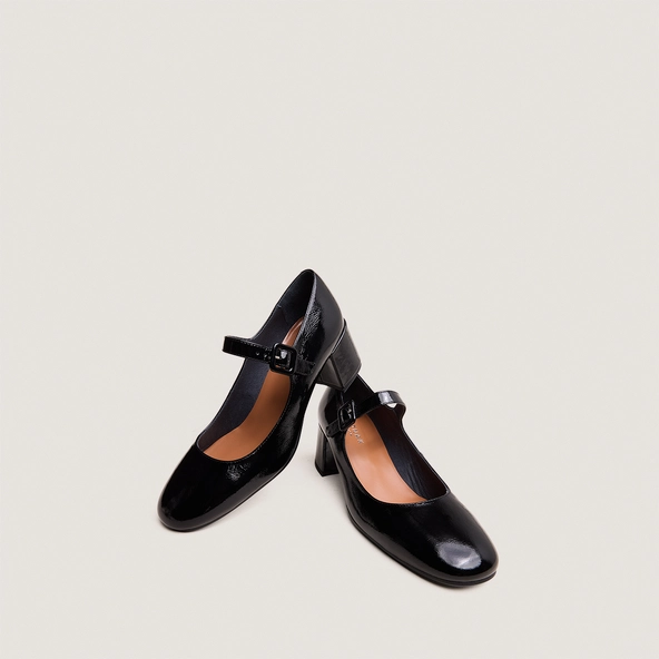 Babies à talons en vernis plissé noir | DITTUS | Jonak