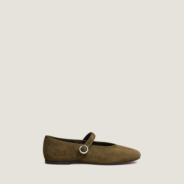 Ballerines à brides et boucles ajustables en velours kaki | DEESSE | Jonak