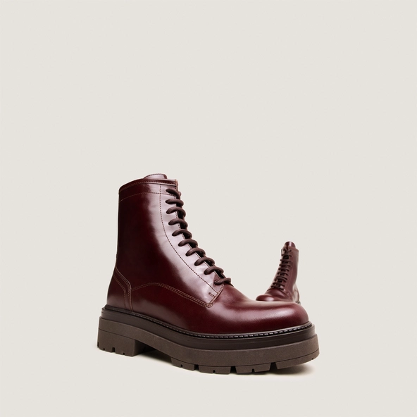 Boots &agrave; lacets en cuir marron | DICUS | Jonak