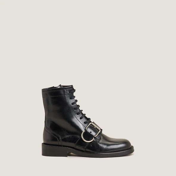 Boots à lacets et boucles en cuir noir | DISABELLE | Jonak
