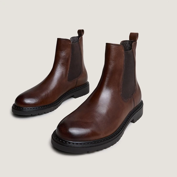 Boots Chelsea en cuir patiné marron|AMICAL | Jonak