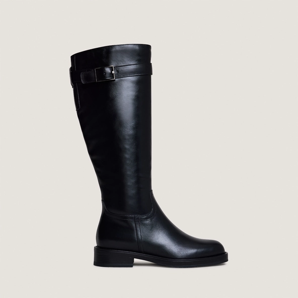 Bottes &agrave; boucles ajustables en cuir noir | CASPER | Jonak