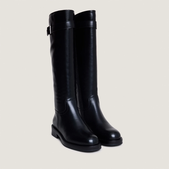 Bottes &agrave; boucles ajustables en cuir noir | CASPER | Jonak