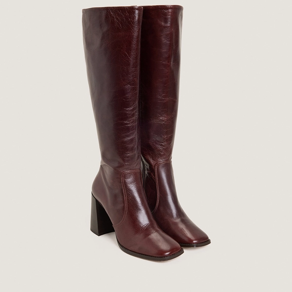 Bottes à hauts talons en cuir vieilli chocolat | VAUBY | Jonak