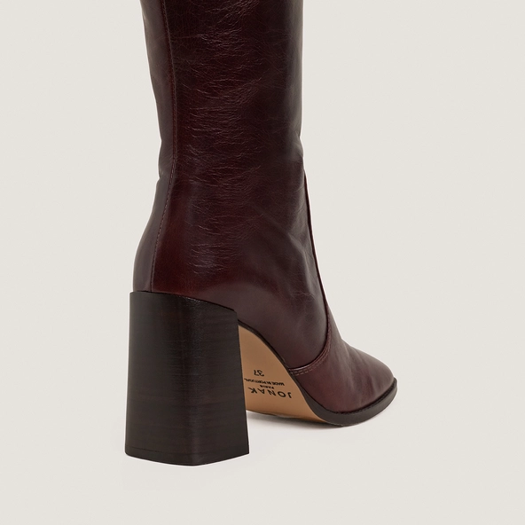 Bottes à hauts talons en cuir vieilli chocolat | VAUBY | Jonak
