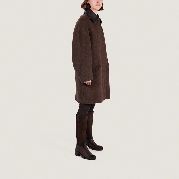 Bottes &agrave; talons en cuir et croute marron fonc&eacute; | CLAIRE | Jonak