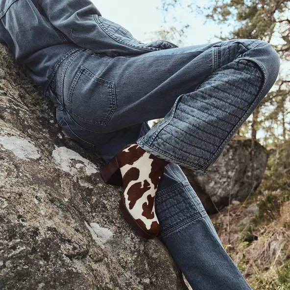 Bottines à bouts carrés en poulain vache marron | VANVES | Jonak