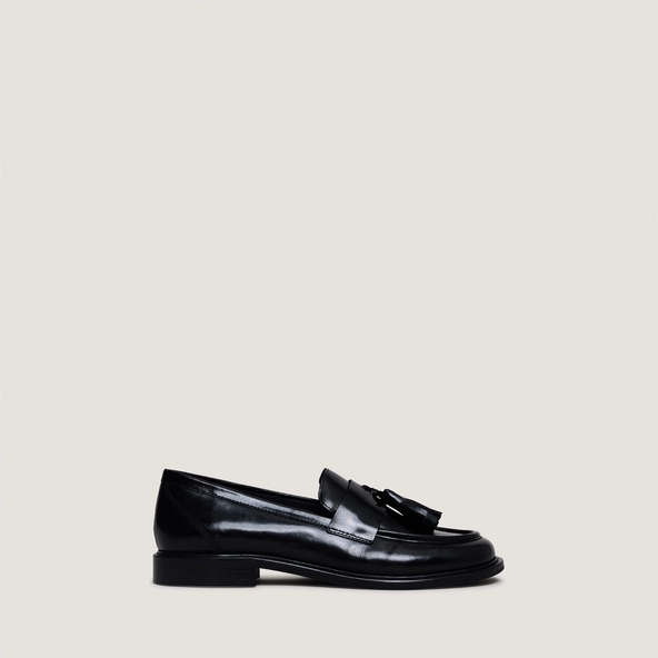 Mocassins à pampilles en cuir noir | DAMANDE | Jonak