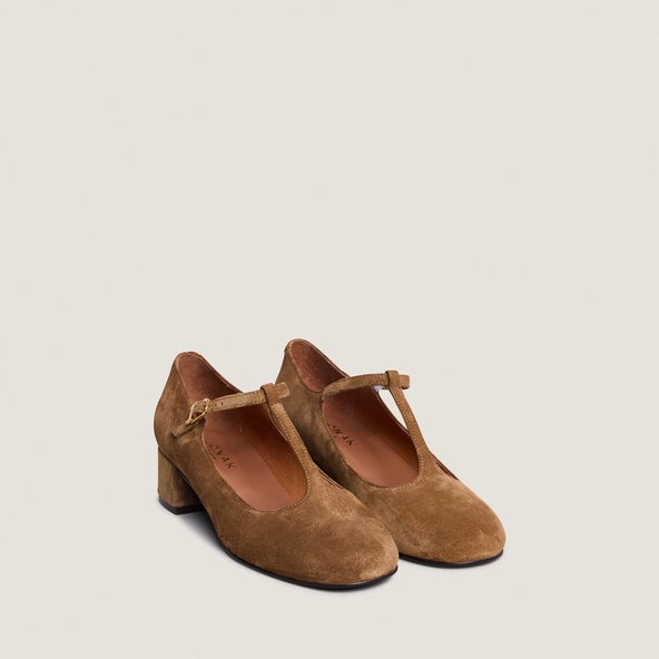 Salomés à petits talons en croute cognac | DALOME | Jonak
