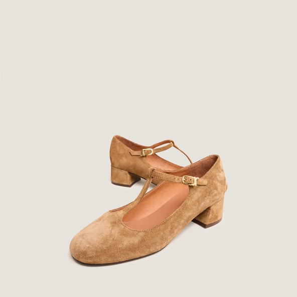 Salomés à petits talons en croute cognac | DALOME | Jonak